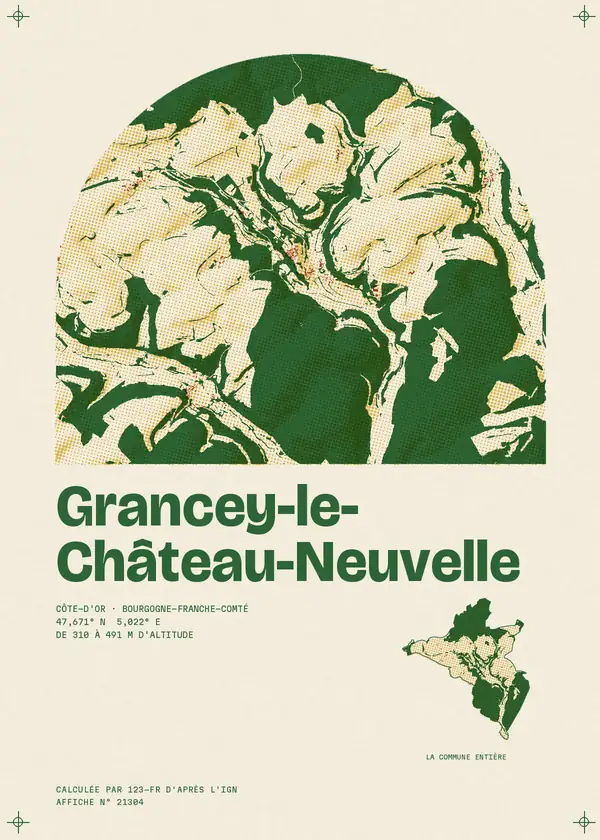Affiche de Grancey-le-Château-Neuvelle, calculée par 123-fr d'après l'IGN