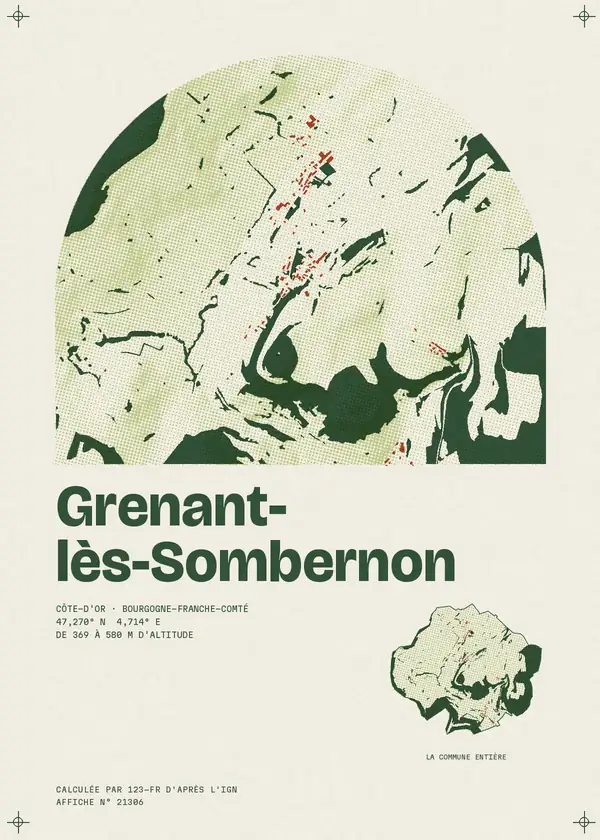 Affiche de Grenant-lès-Sombernon, calculée par 123-fr d'après l'IGN