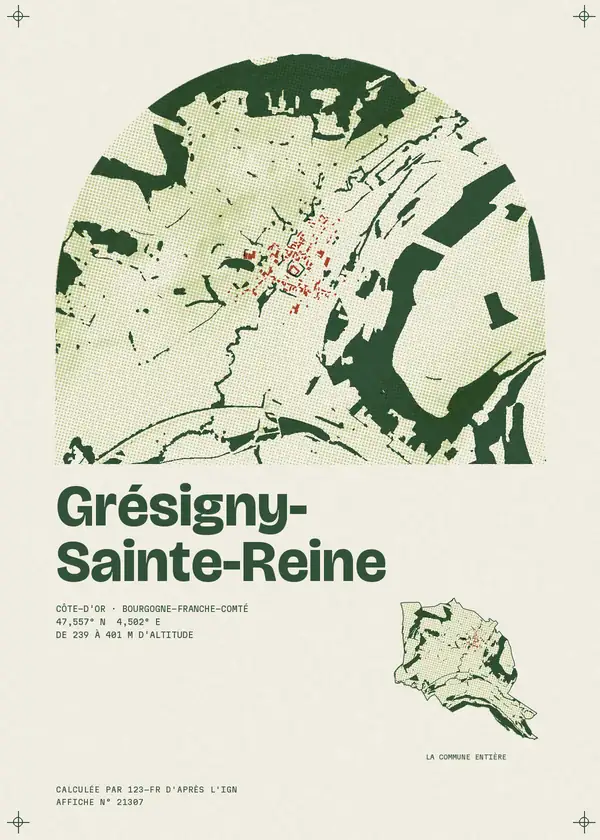Affiche de Grésigny-Sainte-Reine, calculée par 123-fr d'après l'IGN