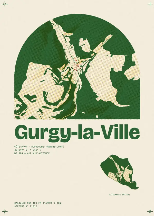 Affiche de Gurgy-la-Ville, calculée par 123-fr d'après l'IGN
