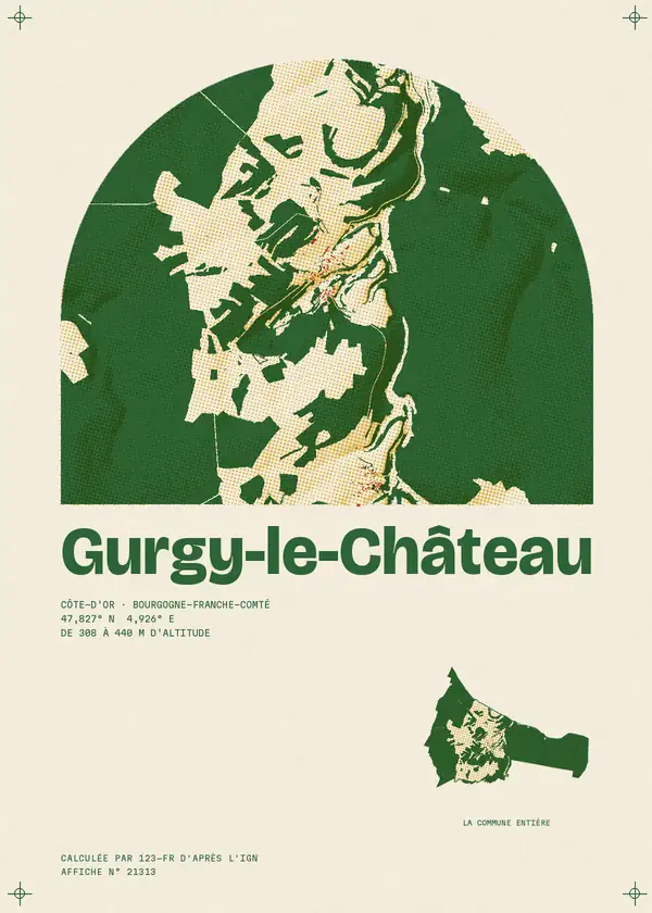 Affiche de Gurgy-le-Château, calculée par 123-fr d'après l'IGN