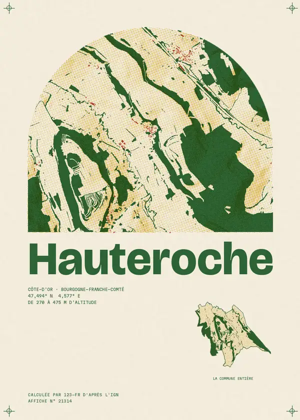 Affiche de Hauteroche, calculée par 123-fr d'après l'IGN
