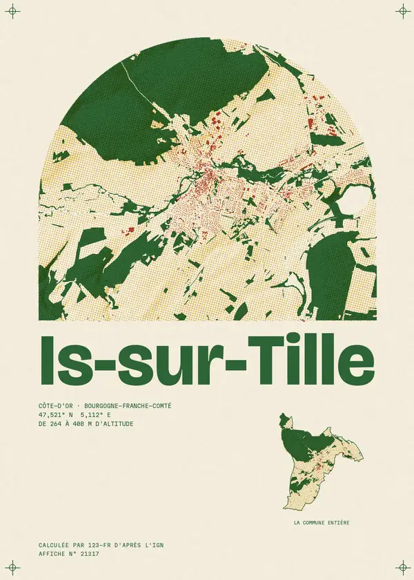 Affiche de Is-sur-Tille, calculée par 123-fr d'après l'IGN
