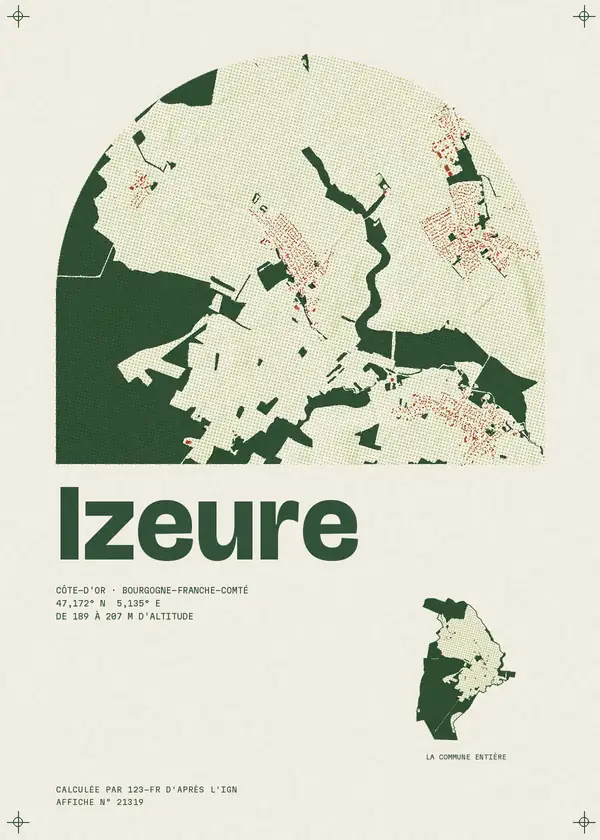 Affiche de Izeure, calculée par 123-fr d'après l'IGN