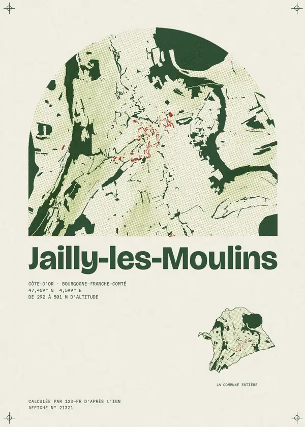 Affiche de Jailly-les-Moulins, calculée par 123-fr d'après l'IGN
