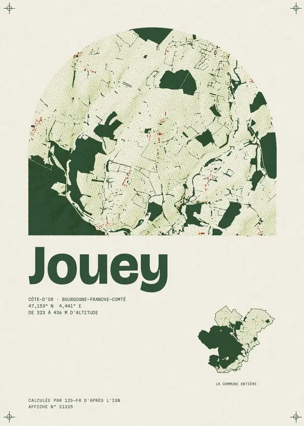 Affiche de Jouey, calculée par 123-fr d'après l'IGN