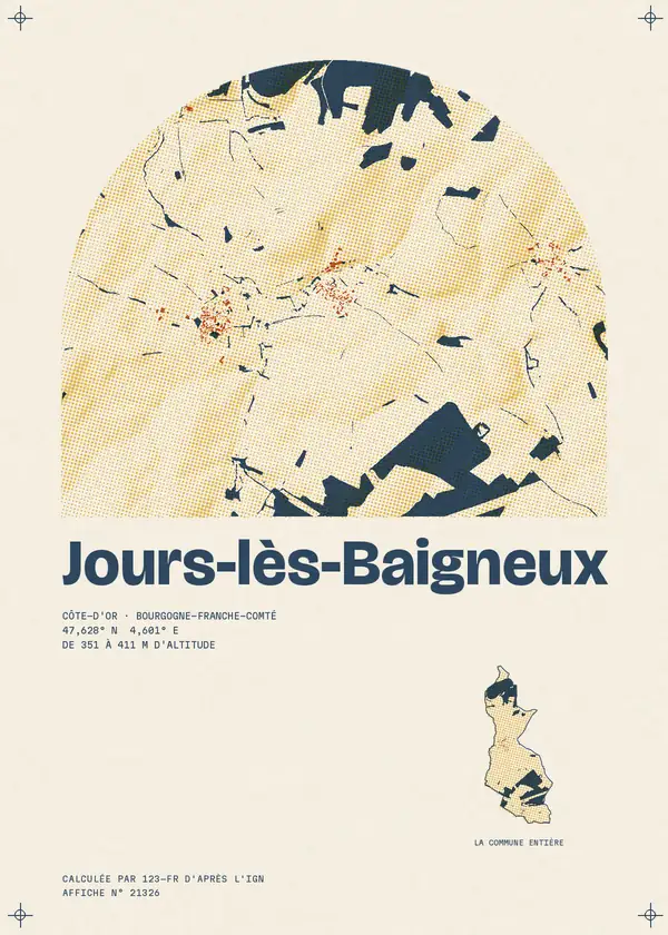 Affiche de Jours-lès-Baigneux, calculée par 123-fr d'après l'IGN