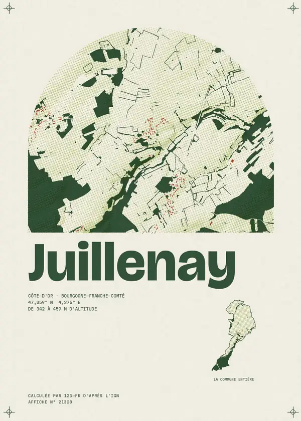Affiche de Juillenay, calculée par 123-fr d'après l'IGN