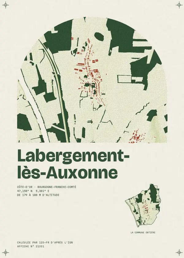 Affiche de Labergement-lès-Auxonne, calculée par 123-fr d'après l'IGN