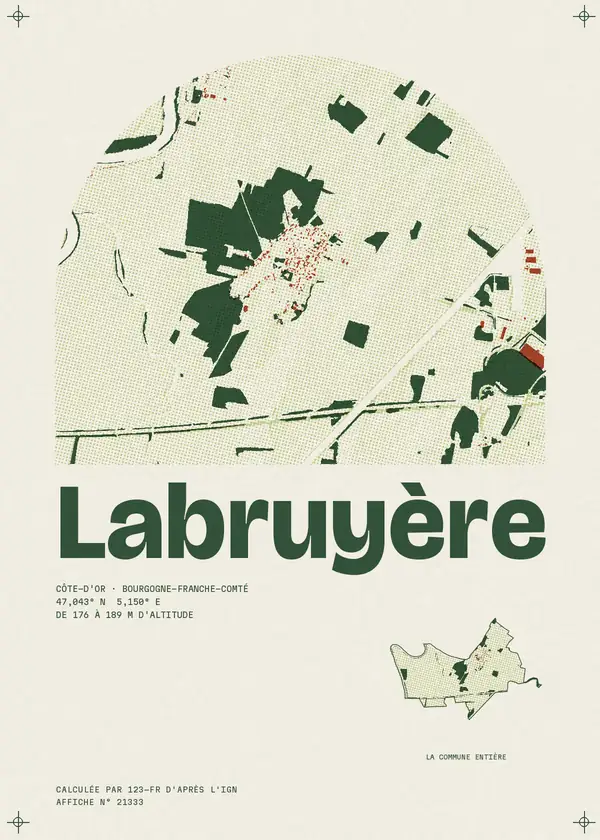 Affiche de Labruyère, calculée par 123-fr d'après l'IGN