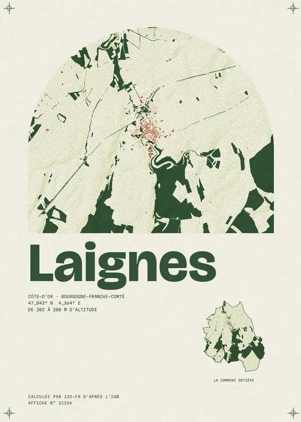 Affiche de Laignes, calculée par 123-fr d'après l'IGN
