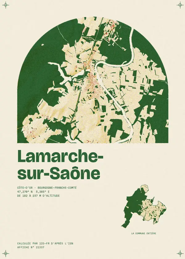 Affiche de Lamarche-sur-Saône, calculée par 123-fr d'après l'IGN