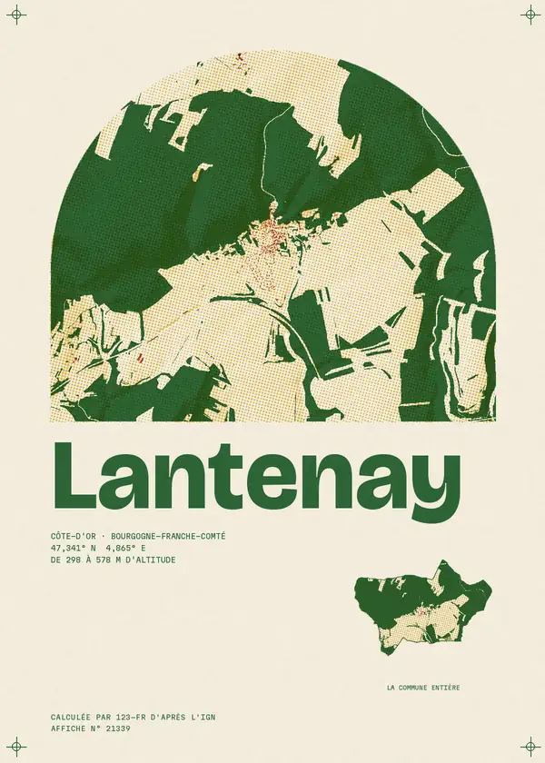 Affiche de Lantenay, calculée par 123-fr d'après l'IGN