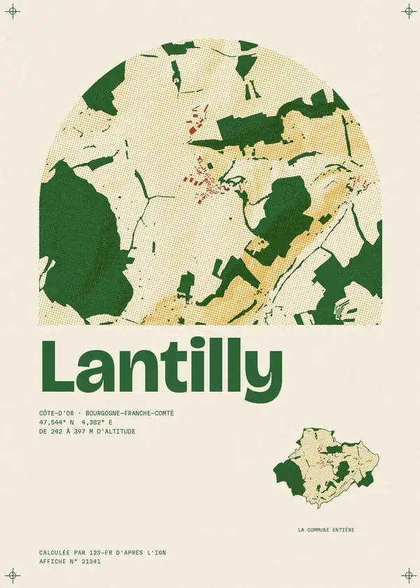 Affiche de Lantilly, calculée par 123-fr d'après l'IGN