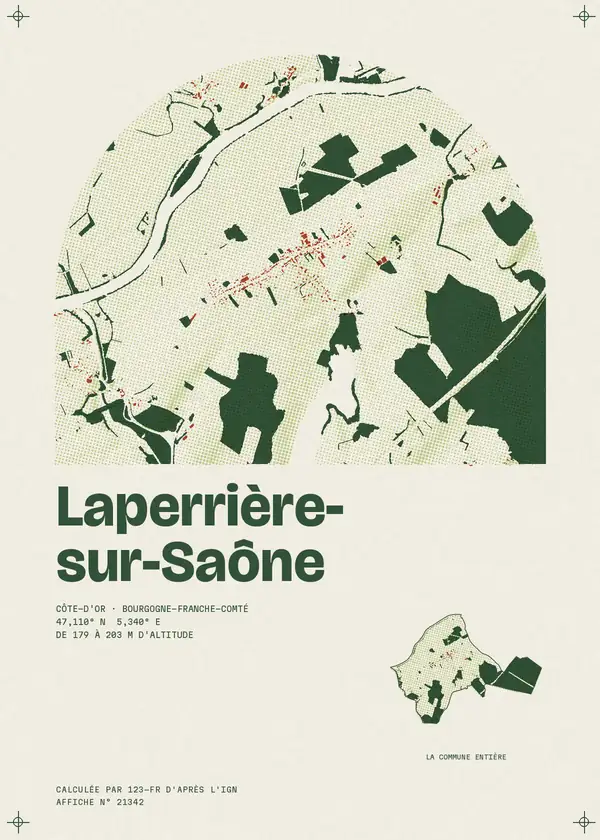 Affiche de Laperrière-sur-Saône, calculée par 123-fr d'après l'IGN