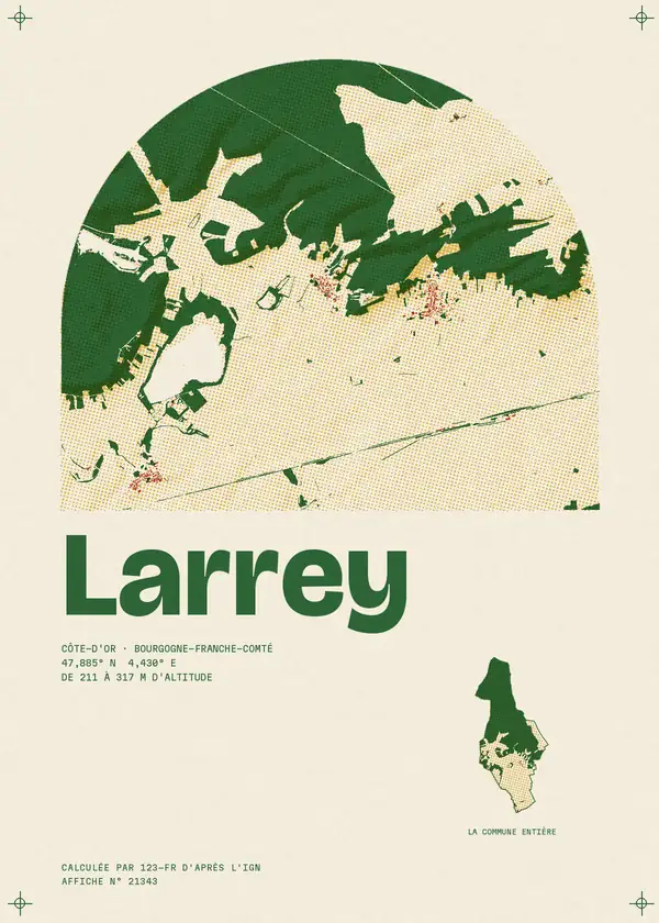 Affiche de Larrey, calculée par 123-fr d'après l'IGN