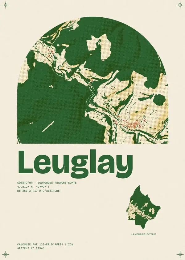 Affiche de Leuglay, calculée par 123-fr d'après l'IGN
