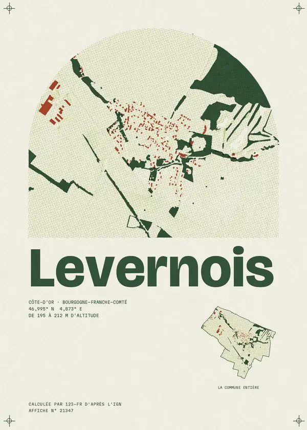 Affiche de Levernois, calculée par 123-fr d'après l'IGN