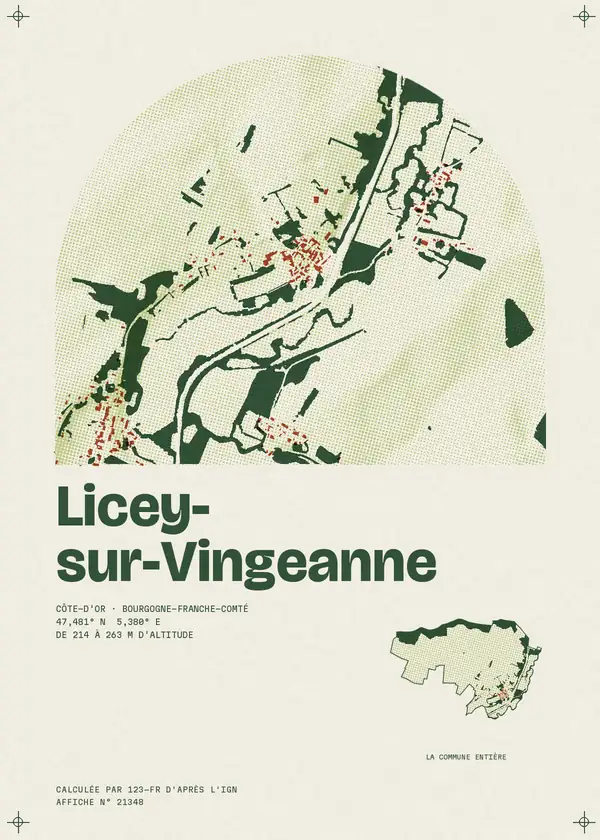 Affiche de Licey-sur-Vingeanne, calculée par 123-fr d'après l'IGN