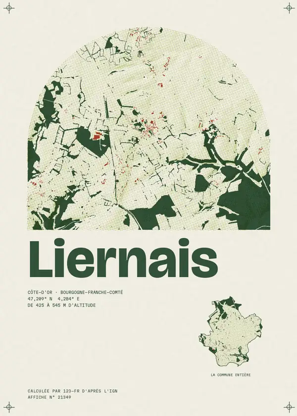 Affiche de Liernais, calculée par 123-fr d'après l'IGN