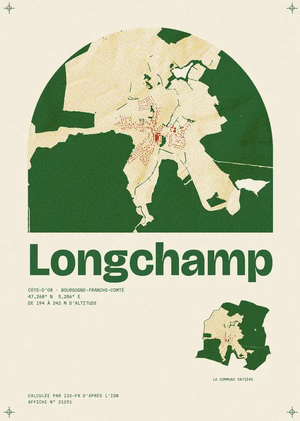 Affiche de Longchamp, calculée par 123-fr d'après l'IGN