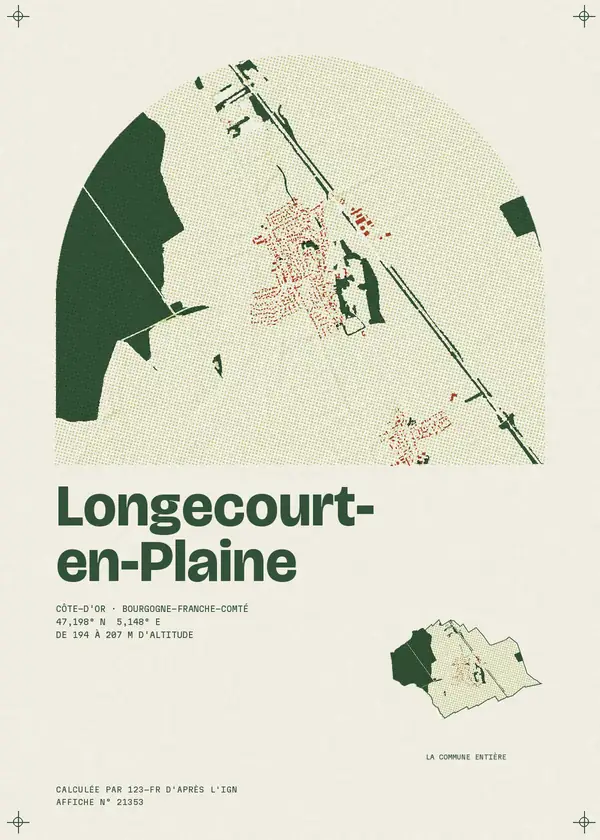 Affiche de Longecourt-en-Plaine, calculée par 123-fr d'après l'IGN