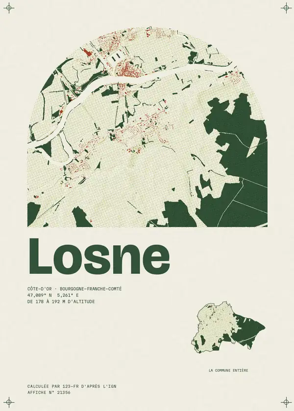 Affiche de Losne, calculée par 123-fr d'après l'IGN