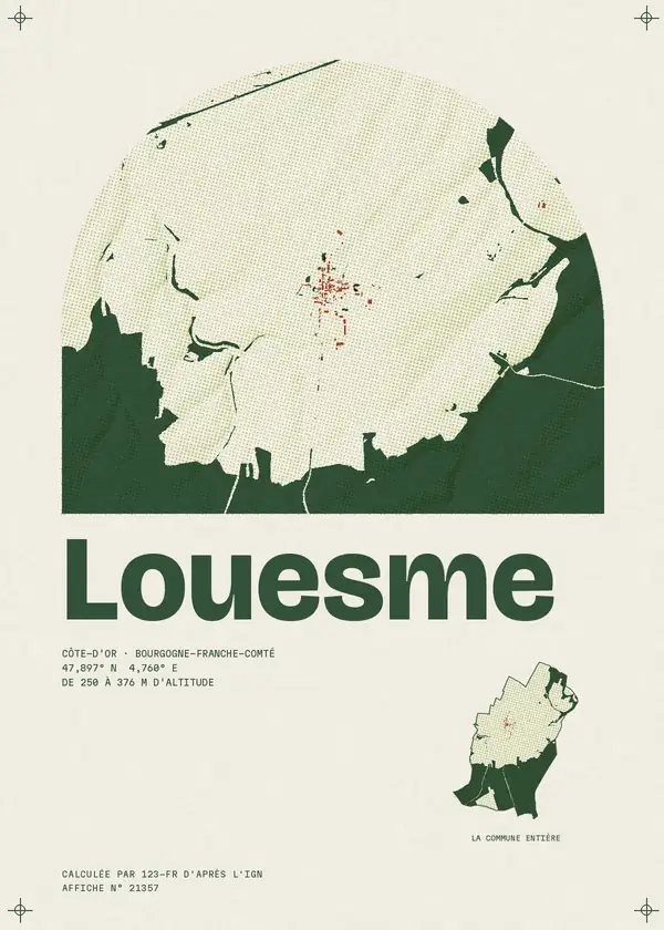 Affiche de Louesme, calculée par 123-fr d'après l'IGN