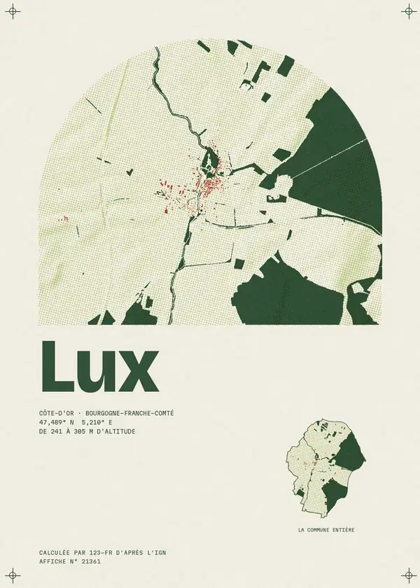 Affiche de Lux, calculée par 123-fr d'après l'IGN