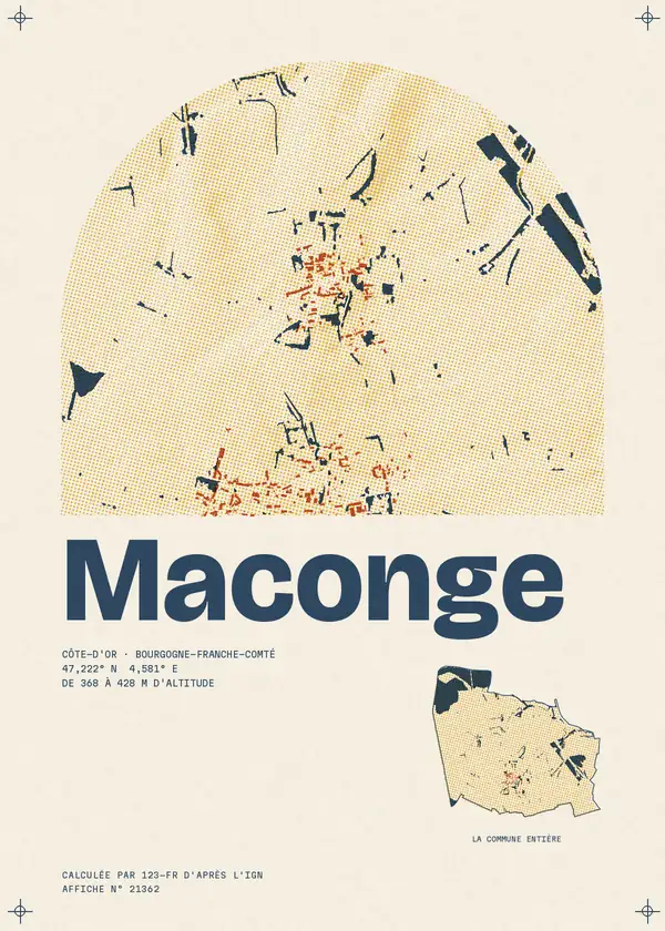 Affiche de Maconge, calculée par 123-fr d'après l'IGN