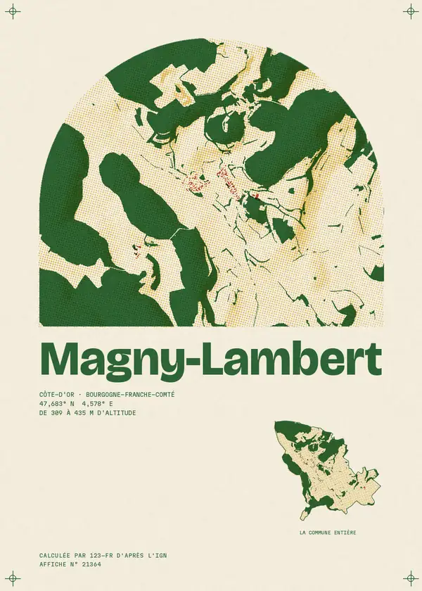 Affiche de Magny-Lambert, calculée par 123-fr d'après l'IGN