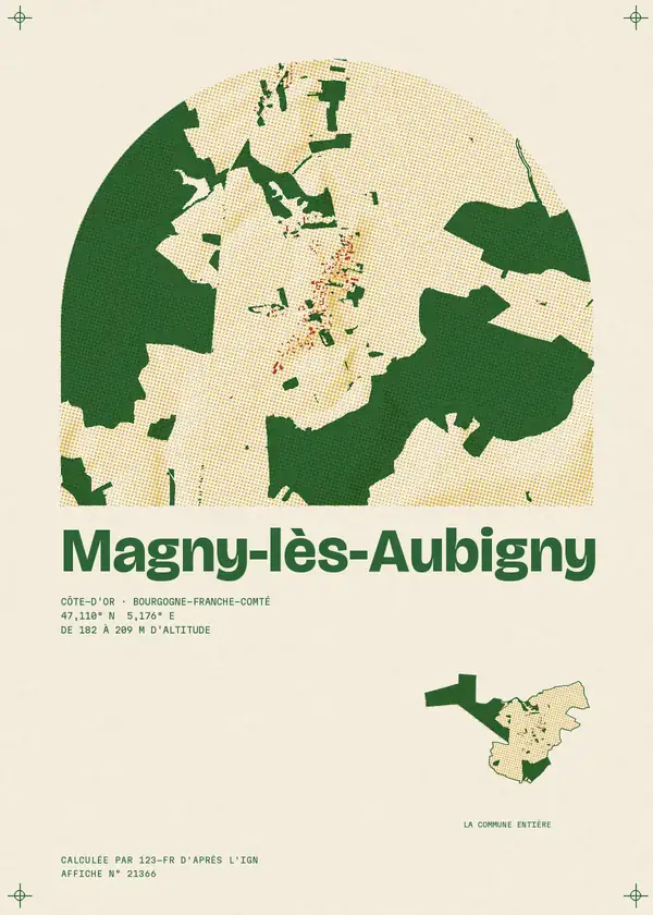 Affiche de Magny-lès-Aubigny, calculée par 123-fr d'après l'IGN