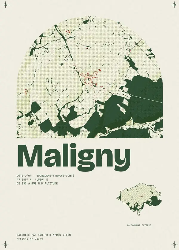 Affiche de Maligny, calculée par 123-fr d'après l'IGN
