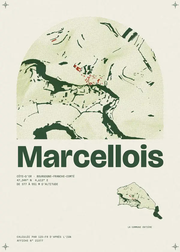 Affiche de Marcellois, calculée par 123-fr d'après l'IGN