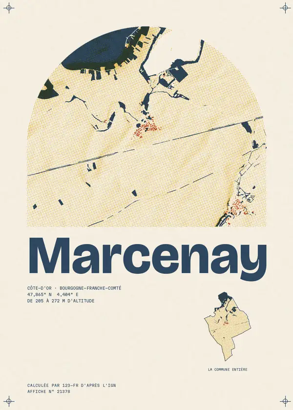 Affiche de Marcenay, calculée par 123-fr d'après l'IGN