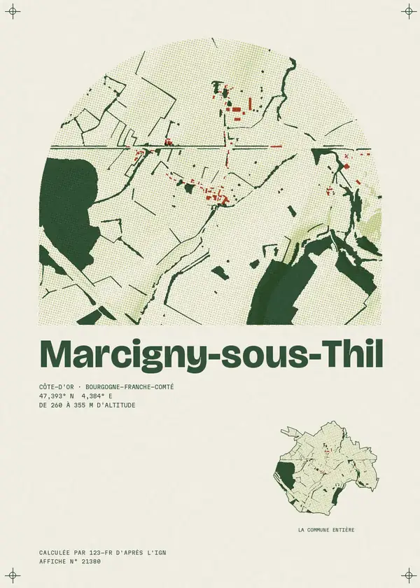 Affiche de Marcigny-sous-Thil, calculée par 123-fr d'après l'IGN