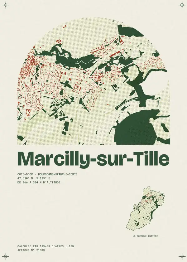 Affiche de Marcilly-sur-Tille, calculée par 123-fr d'après l'IGN