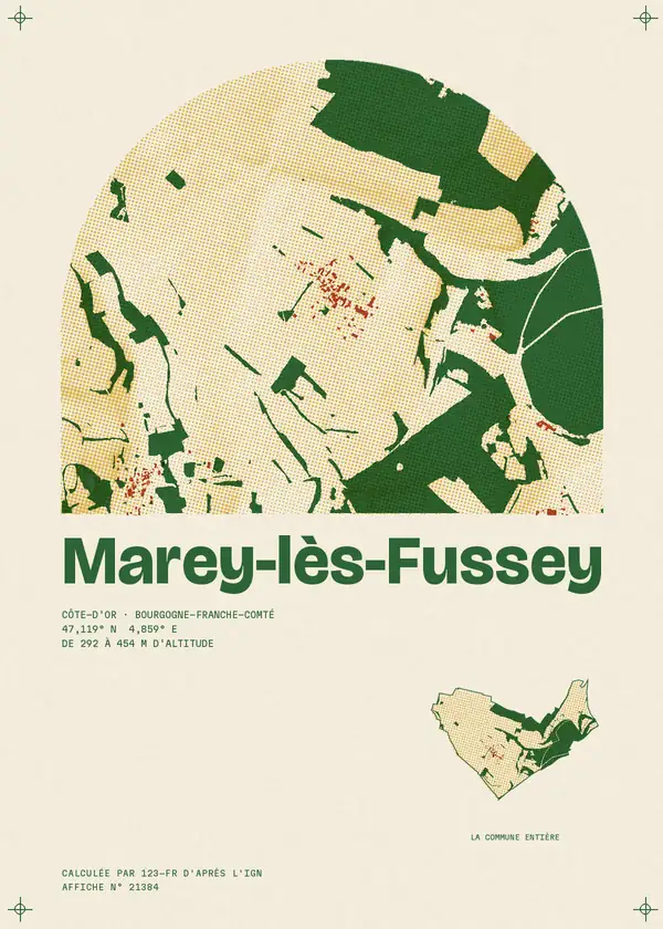 Affiche de Marey-lès-Fussey, calculée par 123-fr d'après l'IGN