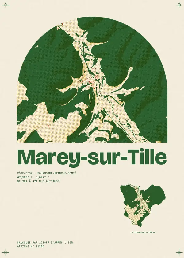 Affiche de Marey-sur-Tille, calculée par 123-fr d'après l'IGN