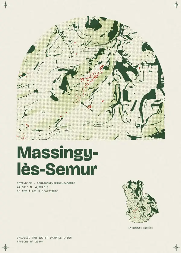 Affiche de Massingy-lès-Semur, calculée par 123-fr d'après l'IGN