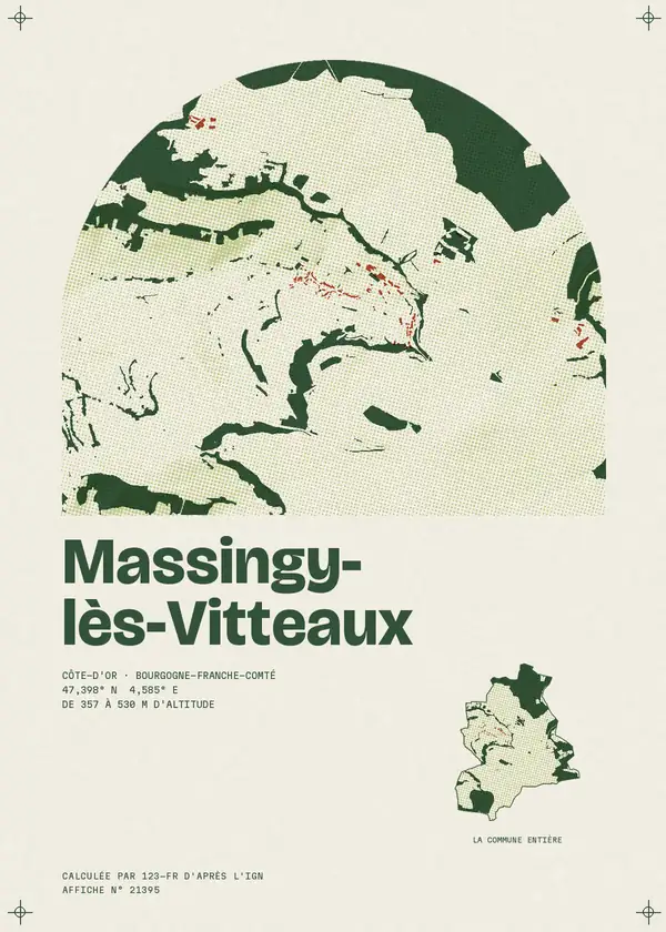 Affiche de Massingy-lès-Vitteaux, calculée par 123-fr d'après l'IGN