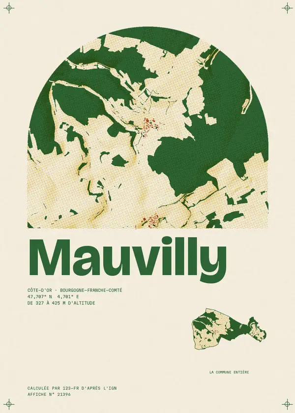 Affiche de Mauvilly, calculée par 123-fr d'après l'IGN