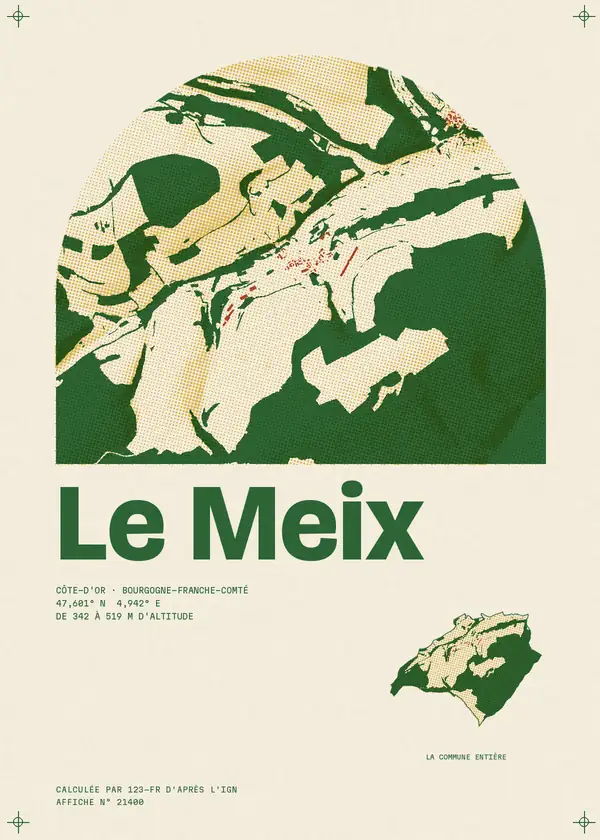 Affiche de Le Meix, calculée par 123-fr d'après l'IGN