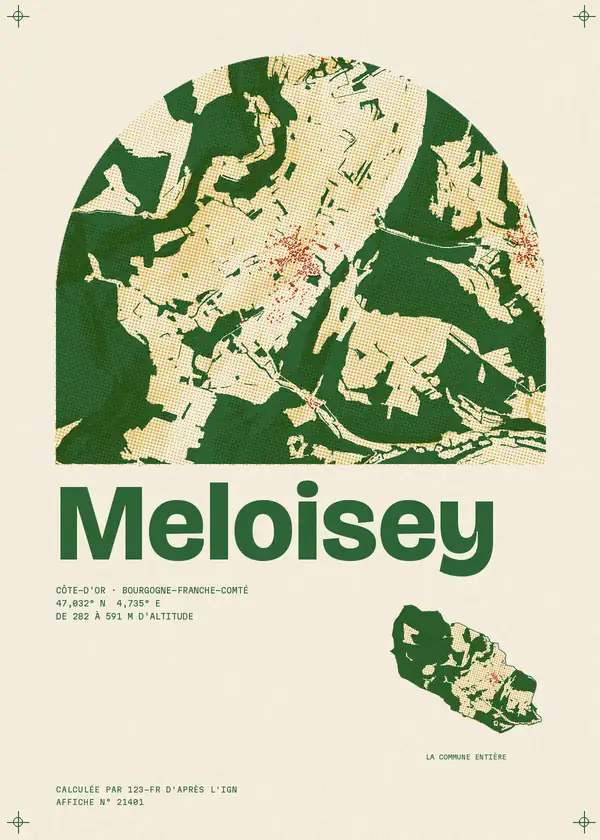 Affiche de Meloisey, calculée par 123-fr d'après l'IGN
