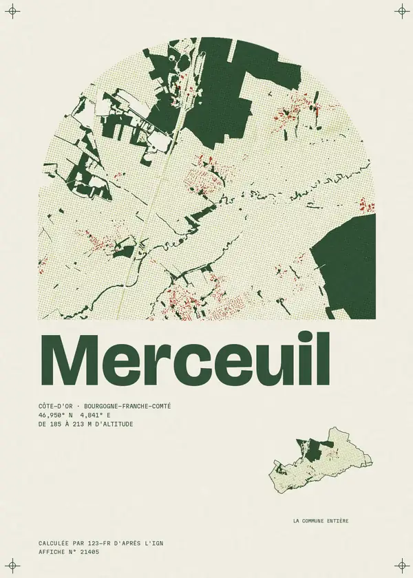 Affiche de Merceuil, calculée par 123-fr d'après l'IGN
