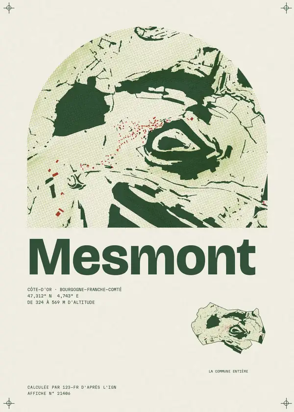 Affiche de Mesmont, calculée par 123-fr d'après l'IGN
