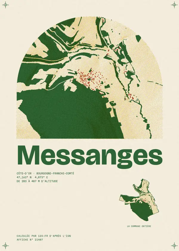 Affiche de Messanges, calculée par 123-fr d'après l'IGN