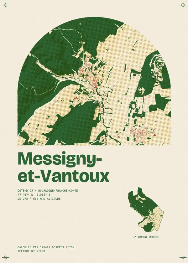 Affiche de Messigny-et-Vantoux, calculée par 123-fr d'après l'IGN