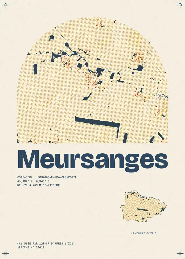 Affiche de Meursanges, calculée par 123-fr d'après l'IGN