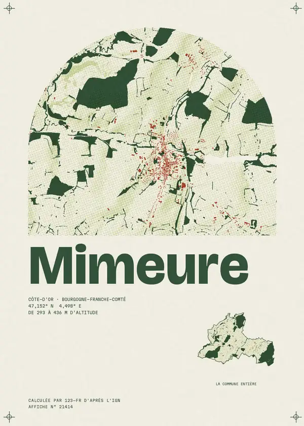 Affiche de Mimeure, calculée par 123-fr d'après l'IGN